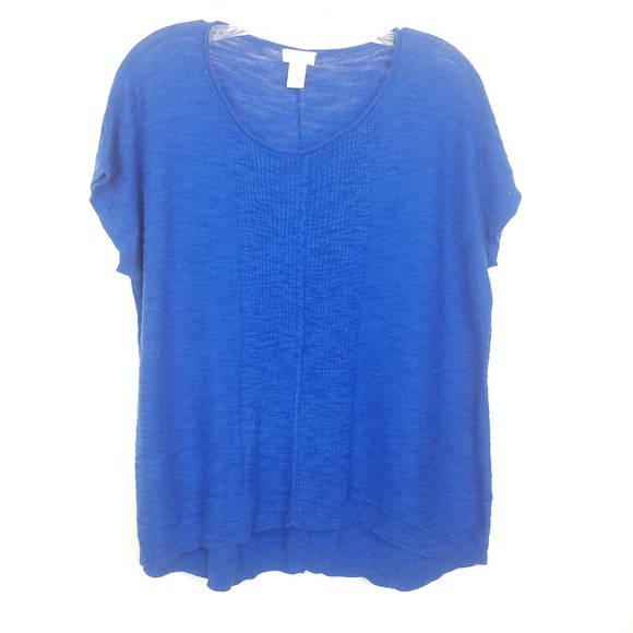 Chicos Royal Blue Hi Low Hem Sweater Sz 1 - Picture 1 of 5